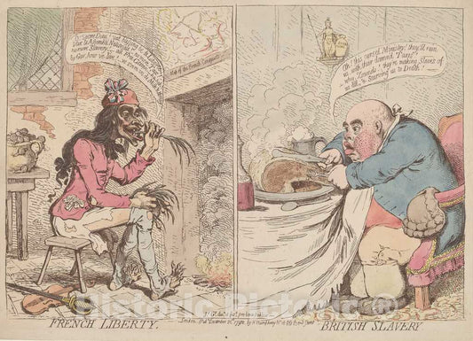Art Print : Gillray, French Liberty and British Slavery, 1792 - Vintage Wall Art
