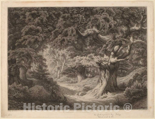 Art Print : EugÃ¨ne BlÃ©ry, Le Charlemagne (forÃªt de fontainebleau), 1861 - Vintage Wall Art