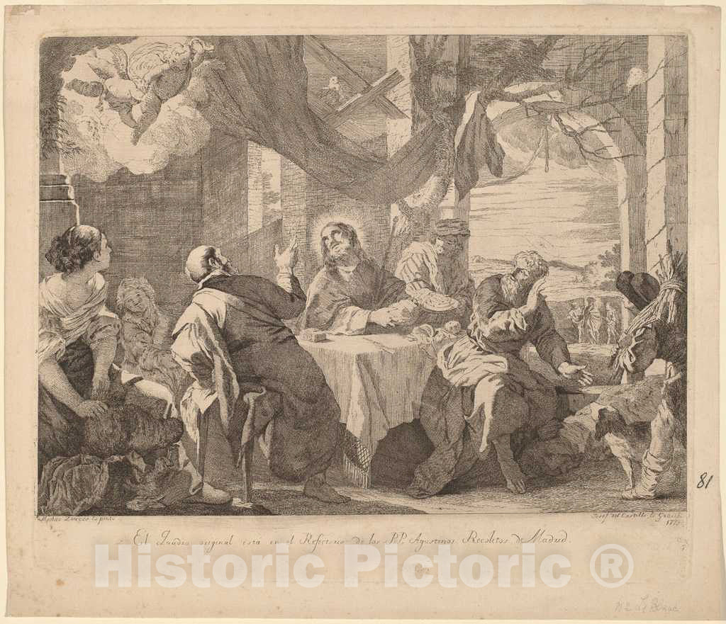 Art Print : Castillo, After Mateo Cerezo, The Supper at Emmaus, 1778 - Vintage Wall Art