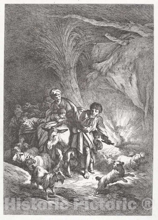 Art Print : Baptiste HÃ¼et, The Flight into Egypt, 1798 - Vintage Wall Art