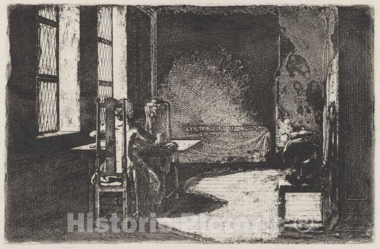 Art Print : Daniel Nikolaus Chodowiecki, The Artist in His Mother's Room, Danzig, 1774 - Vintage Wall Art