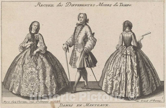Art Print : published by Jacques ChÃ©reau, Dames en Manteaux, 1720s(?) - Vintage Wall Art