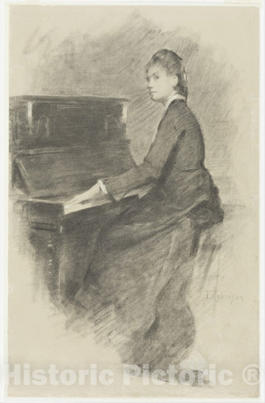 Art Print : Theodore Robinson - at The Piano : Vintage Wall Art