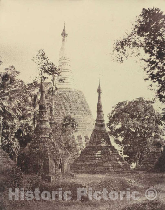 Art Print : Linnaeus Tripe, Rangoon: Near View of The Shwe Dagon Pagoda, November 1855 - Vintage Wall Art