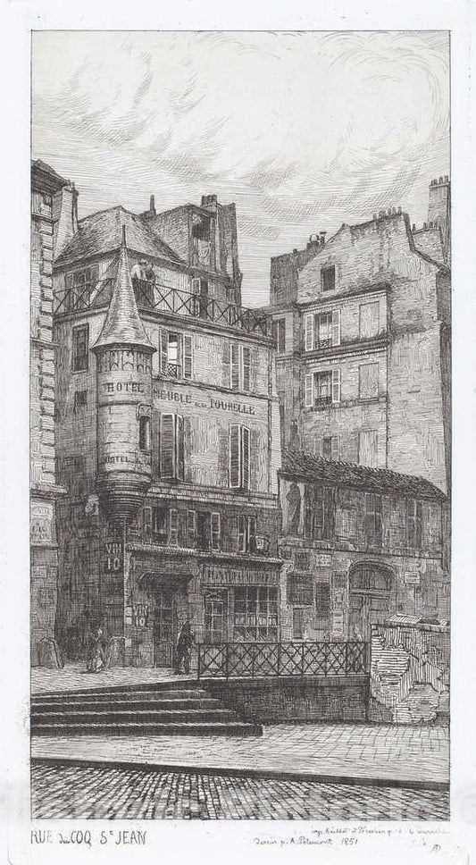 Art Print : PotÃ©mont, Rue du Coq St. Jean, 1851 - Vintage Wall Art