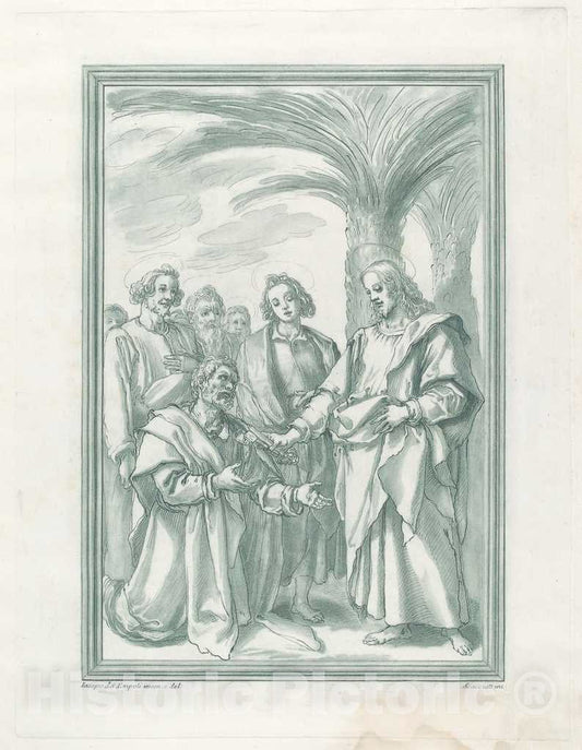 Art Print : Scacciati After Chimenti, Christ Consigning The Keys to Saint Peter, c.1766 - Vintage Wall Art