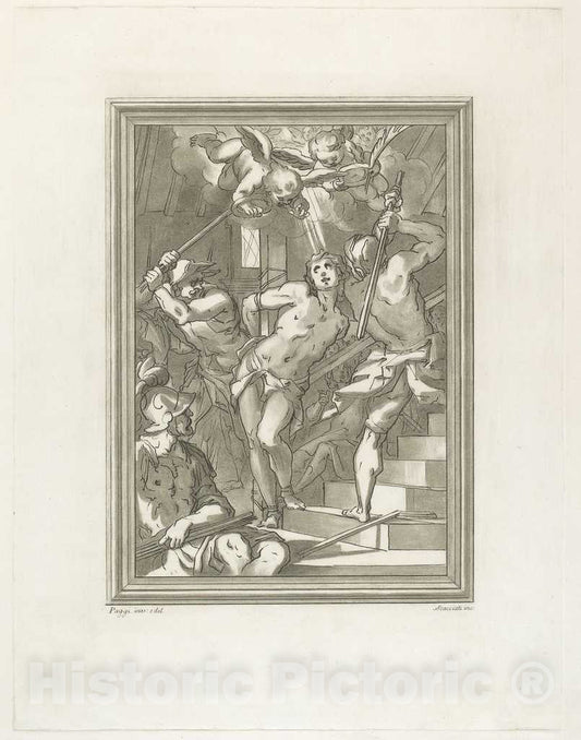 Art Print : Scacciati After Battista Paggi, Flagellation of a Saint, c.1766 - Vintage Wall Art