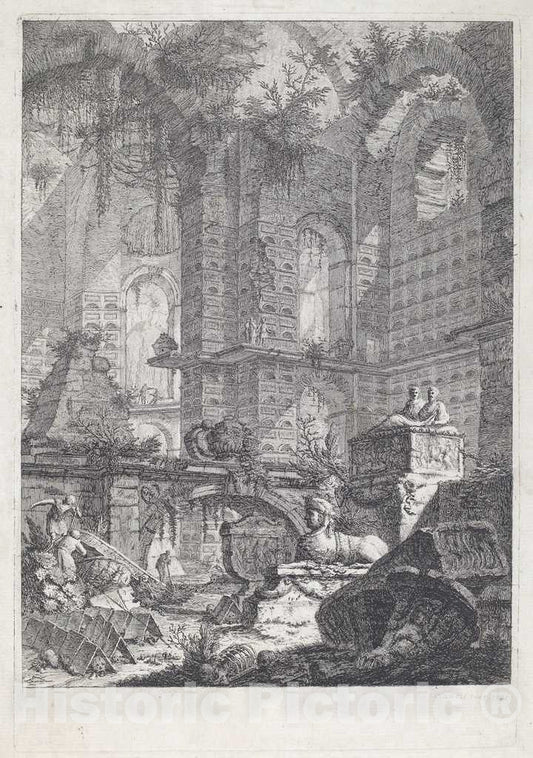 Art Print : Giovanni Battista Piranesi, Camera sepolcrale, 1742 - Vintage Wall Art
