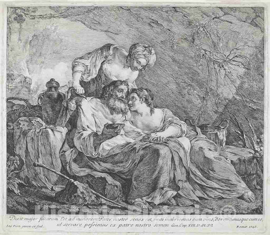 Art Print : Joseph-Marie Vien, Lot and His Daughters, 1748 - Vintage Wall Art