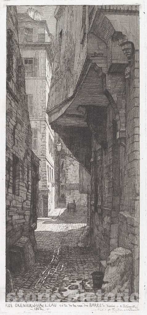 Art Print : PotÃ©mont, Rue Grenier sur l'eau, cÃ´tÃ© de la rue des Barres, 1862 - Vintage Wall Art