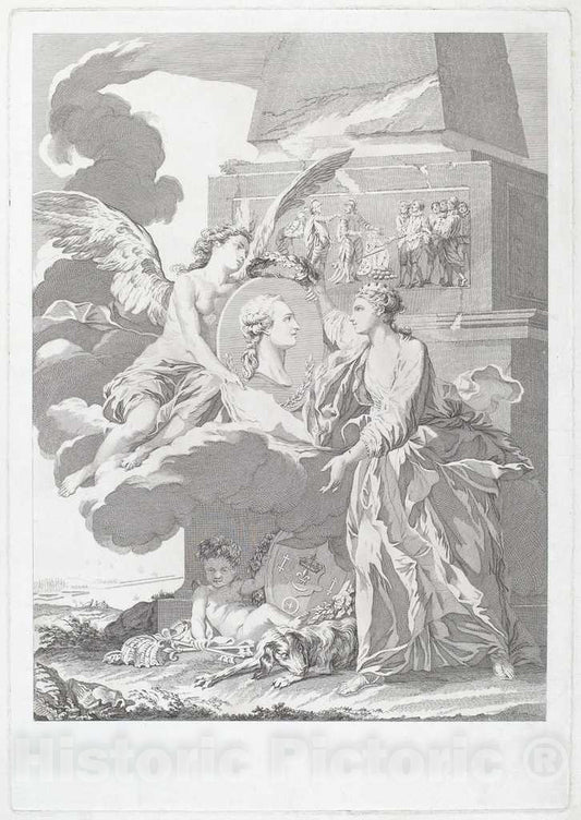 Art Print : Louis-Lempereur, After Nicolas-Jollain, Allegorical Portrait of Pierre Buirette de Belloy, 1767 - Vintage Wall Art
