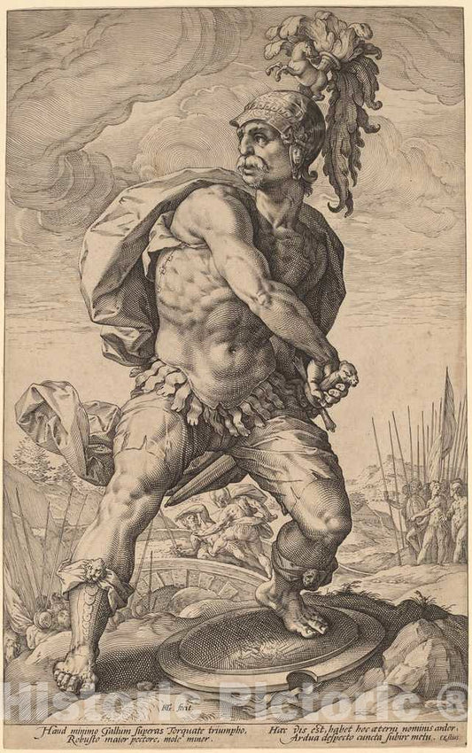 Art Print : Hendrik Goltzius, Titus Manlius Torquatus, 1586 - Vintage Wall Art