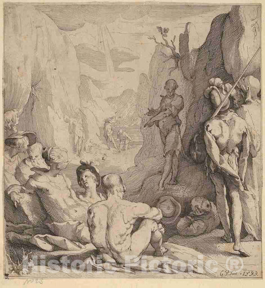Art Print : Gerrit Pietersz Sweelinck, John The Baptist, Preaching, 1593 - Vintage Wall Art