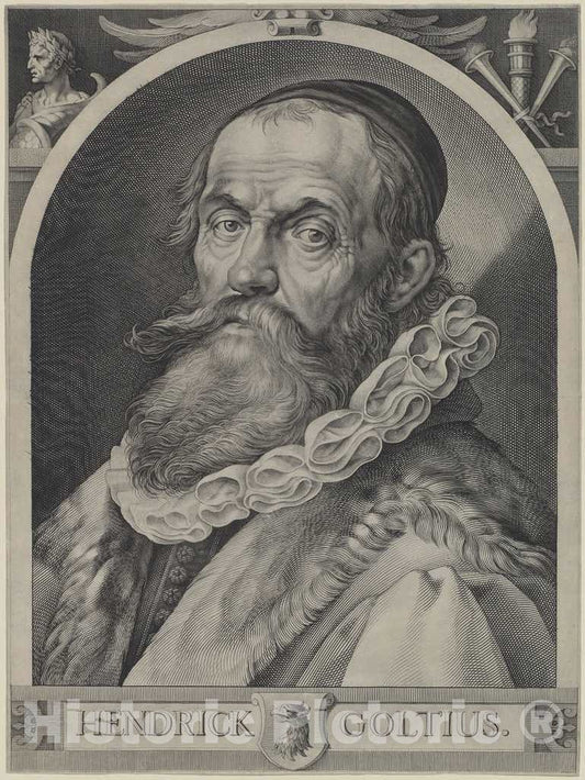 Art Print : Jan Muller, Portrait of Hendrick Goltzius, c.1617 - Vintage Wall Art