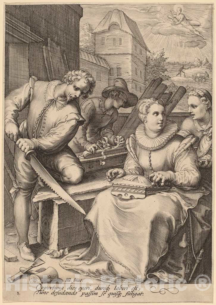 Art Print : Saenredam, After Goltzius, Midday, c.1595-1598 - Vintage Wall Art