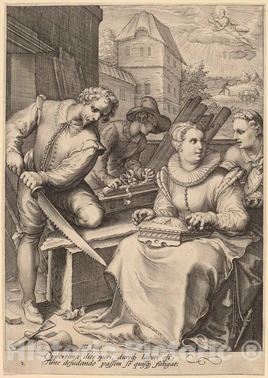 Art Print : Saenredam, After Goltzius, Midday, c.1595-1598 - Vintage Wall Art