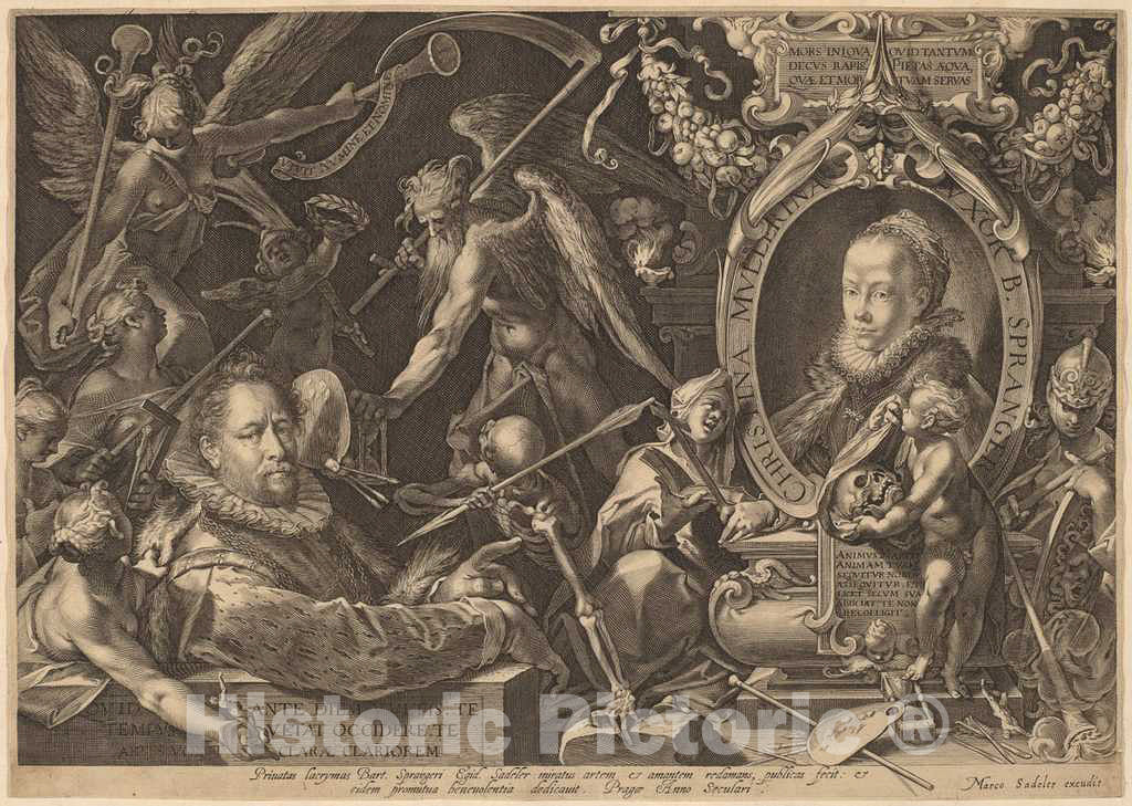 Art Print : Sadeler II, After Spranger, Bartholomaeus Spranger and his Late Wife Christina Muller, c. 1600 - Vintage Wall Art