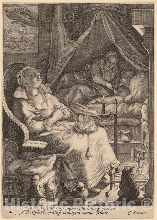 Art Print : Saenredam, After Goltzius, Night, c.1595-1598 - Vintage Wall Art