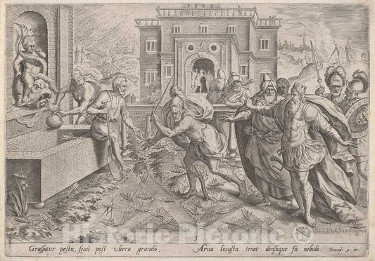 Art Print : Jan Sadeler I, After Maarten Van Cleef, The Plague of Locusts, c.1585 - Vintage Wall Art