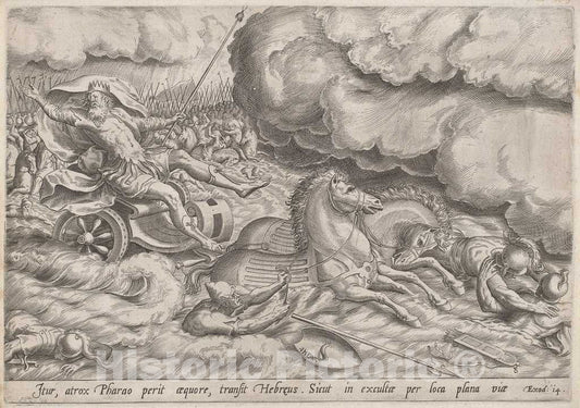 Art Print : Johan Wierix, After Maarten Van Cleef, The Crossing of The Red Sea, c.1585 - Vintage Wall Art