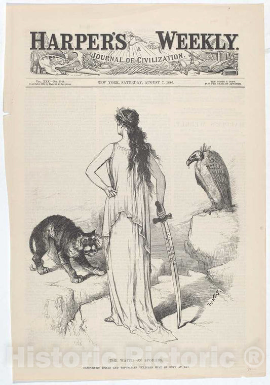 Art Print : Thomas Nast, The Watch on Spoilers, 1886 - Vintage Wall Art