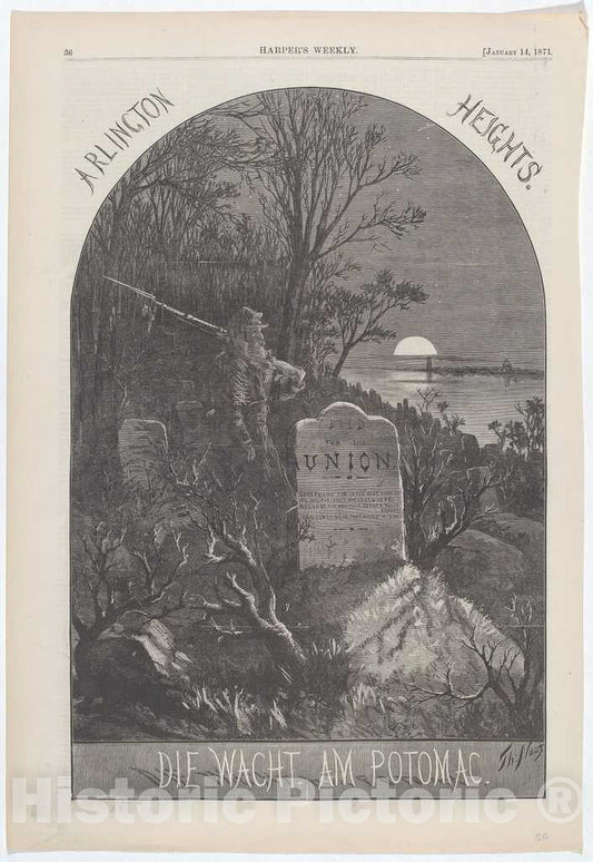 Art Print : Thomas Nast, Arlington Heights, 1871 - Vintage Wall Art