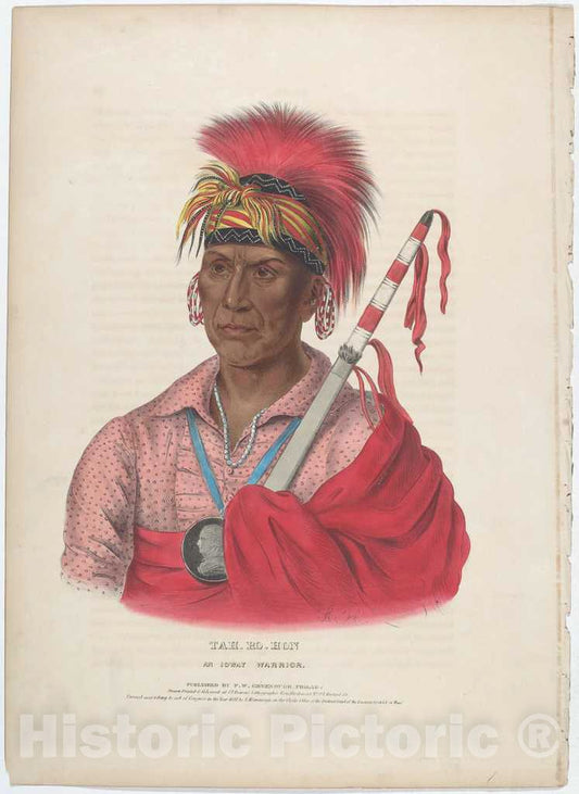 Art Print : James Otto Lewis, Tah_Ro_Hon, an Iowy Warrior, 1799-1858 - Vintage Wall Art