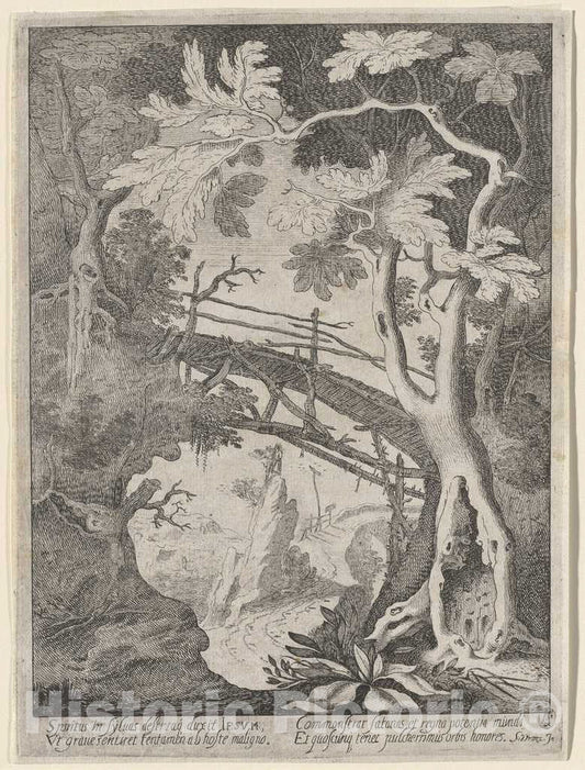 Art Print : Sebastian Vrancx, A Rocky Landscape with The Temptation of Christ, 1620s(?) - Vintage Wall Art