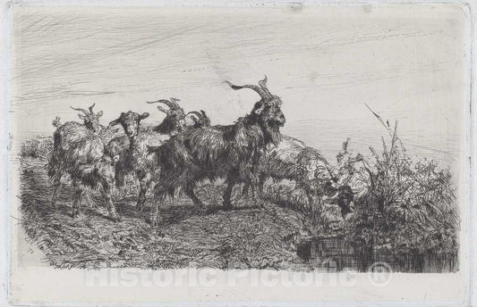 Art Print : Filippo Palizzi, Kids by a Pond, 1870 - Vintage Wall Art