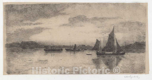 Art Print : Vittore Grubicy, Antwerp: Sunset [Anversa: Tramonto], 1893-1894 - Vintage Wall Art