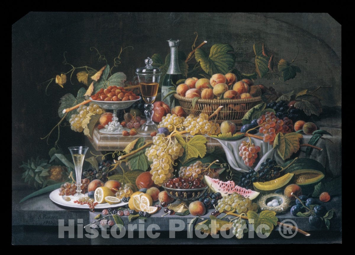 Art Print : Severin Roesen - Still Life: Fruit : Vintage Wall Art