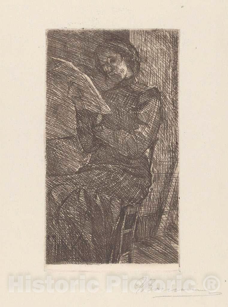 Art Print : Umberto Boccioni, Woman Reading [Donna Che Legge], 1910 - Vintage Wall Art