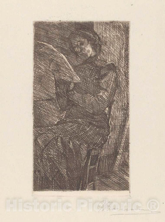 Art Print : Umberto Boccioni, Woman Reading [Donna Che Legge], 1910 - Vintage Wall Art