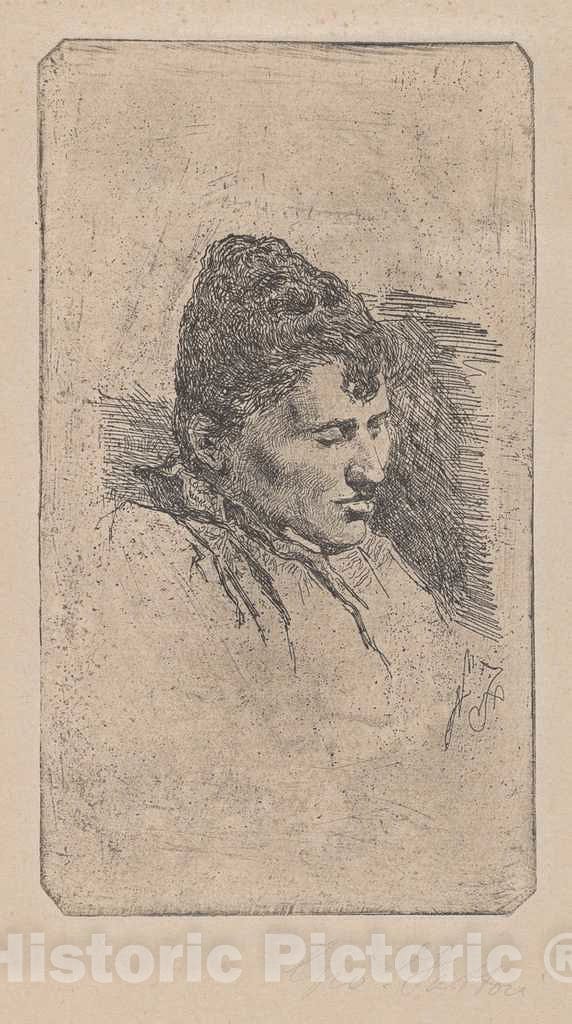 Art Print : Giovanni Fattori, Portrait of The Artist's Second Wife [Ritratto Della seconda Moglie], 1903 - Vintage Wall Art