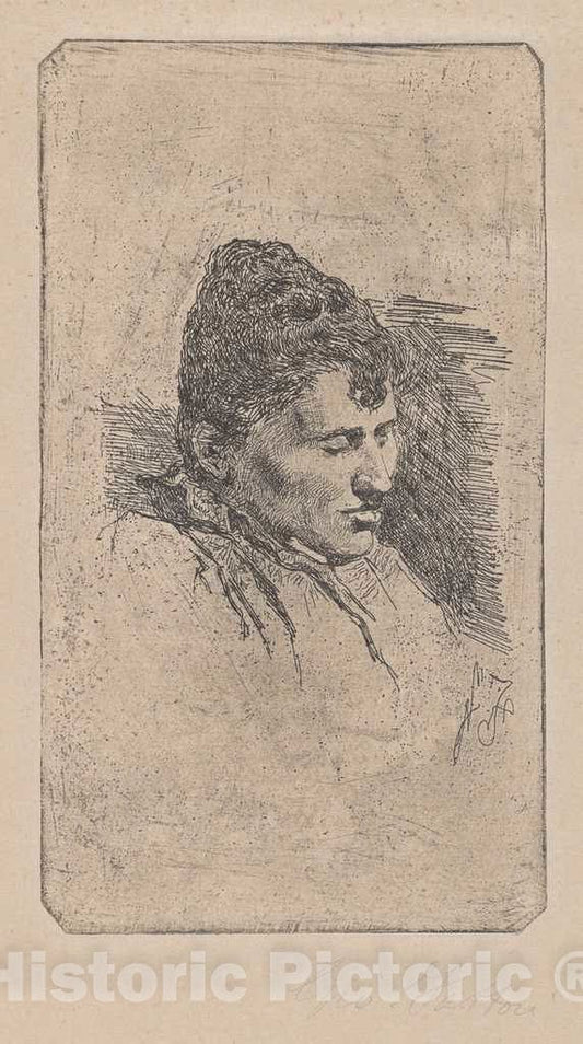 Art Print : Giovanni Fattori, Portrait of The Artist's Second Wife [Ritratto Della seconda Moglie], 1903 - Vintage Wall Art