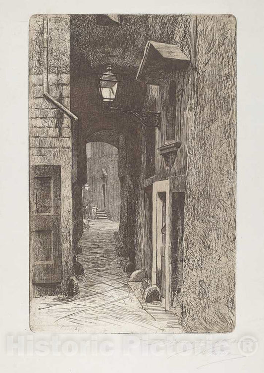 Art Print : Telemaco Signorini, Via de' Cavalieri, 1886 - Vintage Wall Art