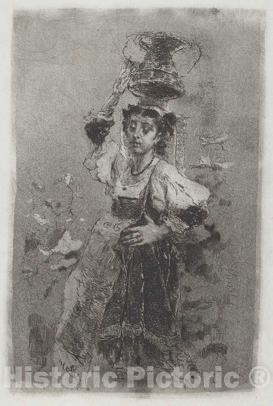 Art Print : MosÃ¨ di GiosuÃ¨ Bianchi, Peasant Woman of The Campagna [Ciociara], 1870s - Vintage Wall Art