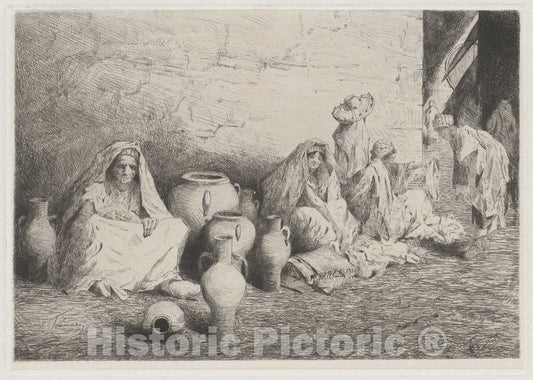 Art Print : Tommasi, Market in Tangiers [Mercato di Tangeri], c. 1880 - Vintage Wall Art
