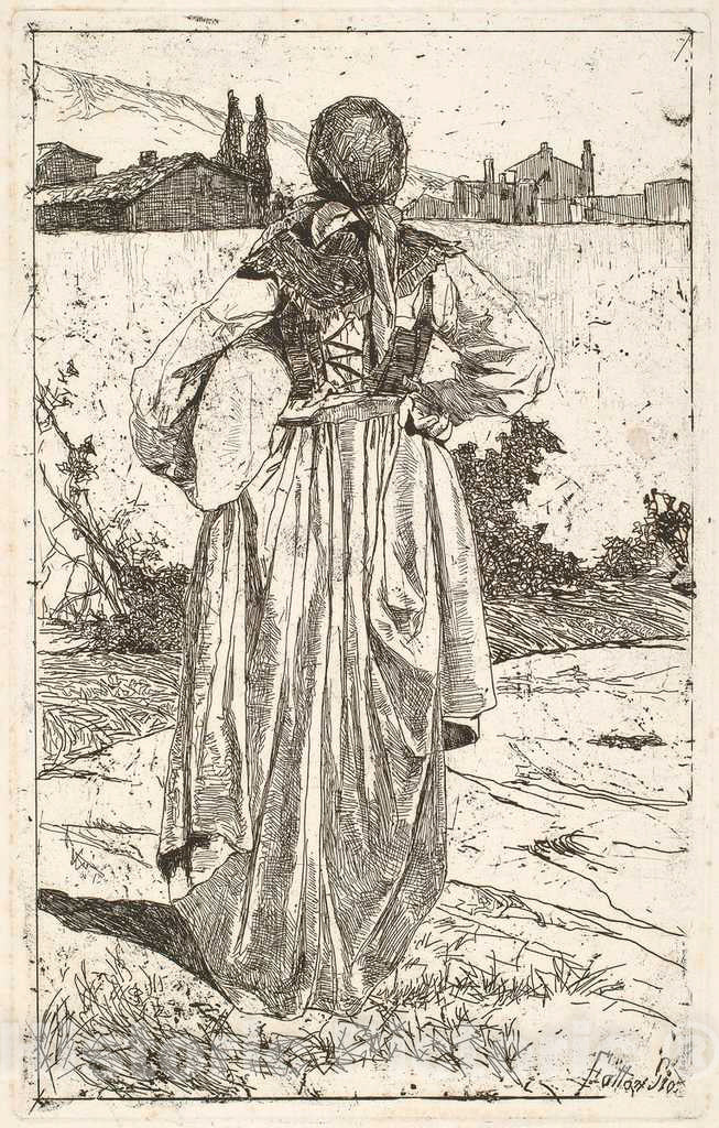 Art Print : Giovanni Fattori, Woman of The Gabbro [Donna al Gabbro], 1886-1887 - Vintage Wall Art