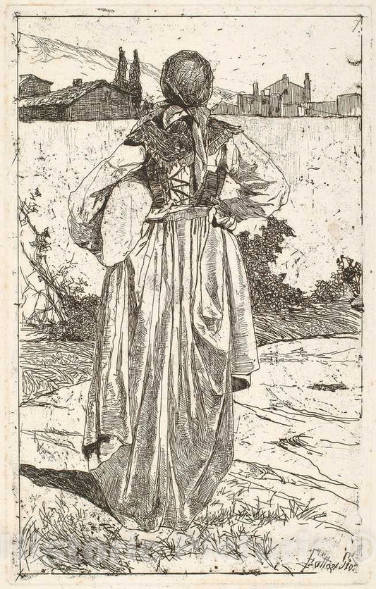 Art Print : Giovanni Fattori, Woman of The Gabbro [Donna al Gabbro], 1886-1887 - Vintage Wall Art
