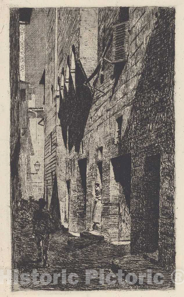 Art Print : Telemaco Signorini, House of Dante da Castiglione [Casa di Dante da Castiglione], c. 1883 - Vintage Wall Art