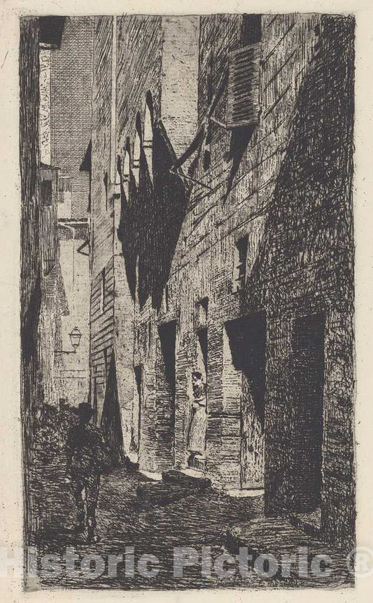 Art Print : Telemaco Signorini, House of Dante da Castiglione [Casa di Dante da Castiglione], c. 1883 - Vintage Wall Art