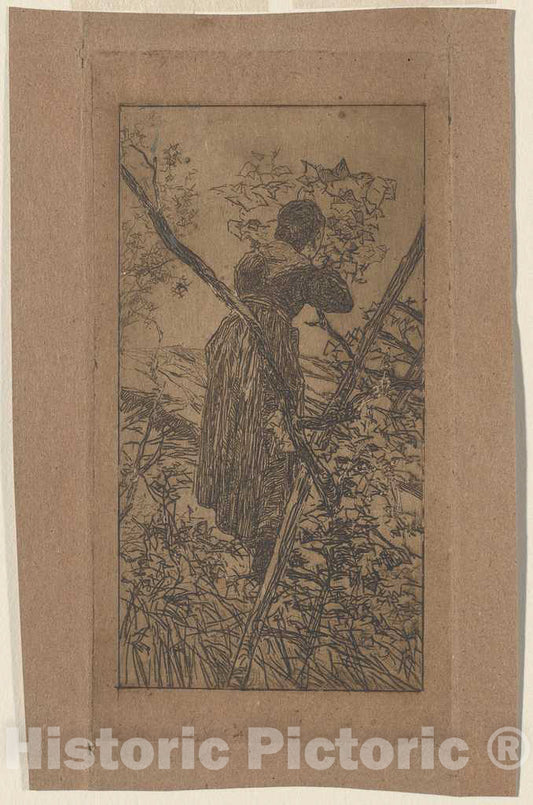 Art Print : Giovanni Fattori, Gathering Leaves (Raccoglitrice di foglie), c. 1887 - Vintage Wall Art