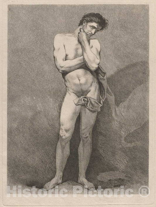 Art Print : Carle Van Loo, Standing Man in Pensive Pose, c. 1743 - Vintage Wall Art
