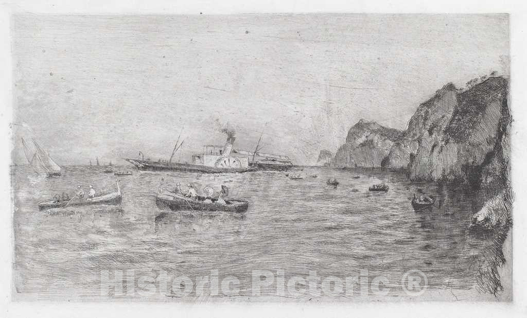 Art Print : Uberto dell'Orto, Harbor at Capri [Marina di Capri], 1876-1880 - Vintage Wall Art