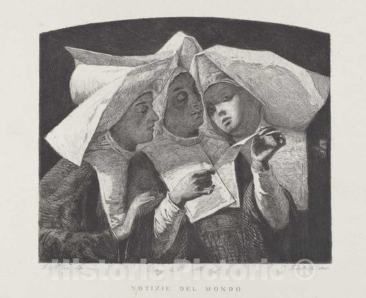 Art Print : Turletti, After Mosso, Notizie del Mondo [News of The World], 1874 - Vintage Wall Art