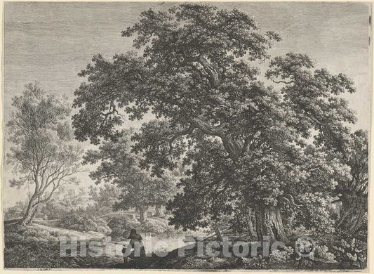 Art Print : Carl Wilhelm Kolbe, Giant Oak with a Seated Fisherman - Vintage Wall Art