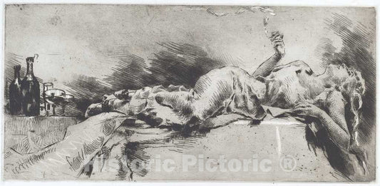 Art Print : Luigi Conconi, Intoxication (Ebbrezza), 1888 - Vintage Wall Art