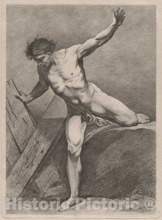 Art Print : Carle Van Loo, Climbing Man with Arms Outstretched, c. 1743 - Vintage Wall Art