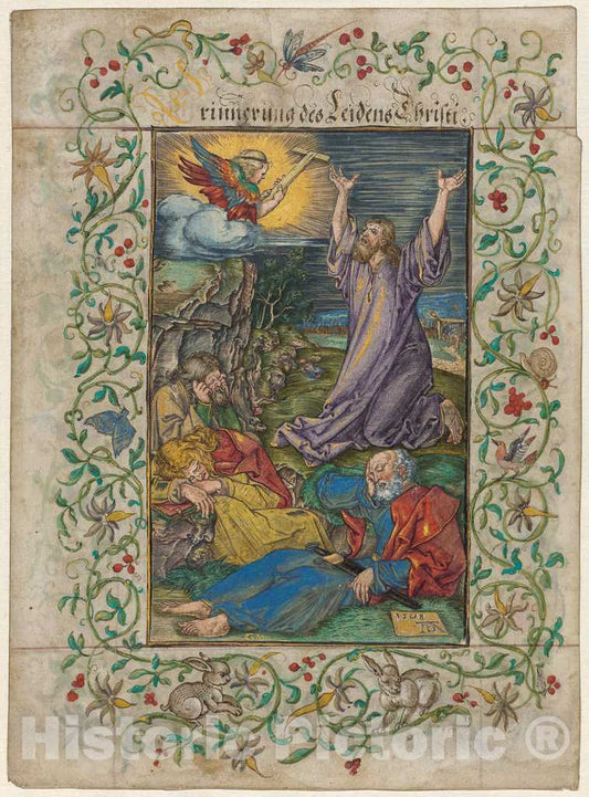 Art Print : DÃ¼rer and Georg Mack, Christ on The Mount of Olives, 1508 and 1580s - Vintage Wall Art